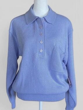 Vintage Deadstock Sears Lavender Polo Knit Sweater Slouchy